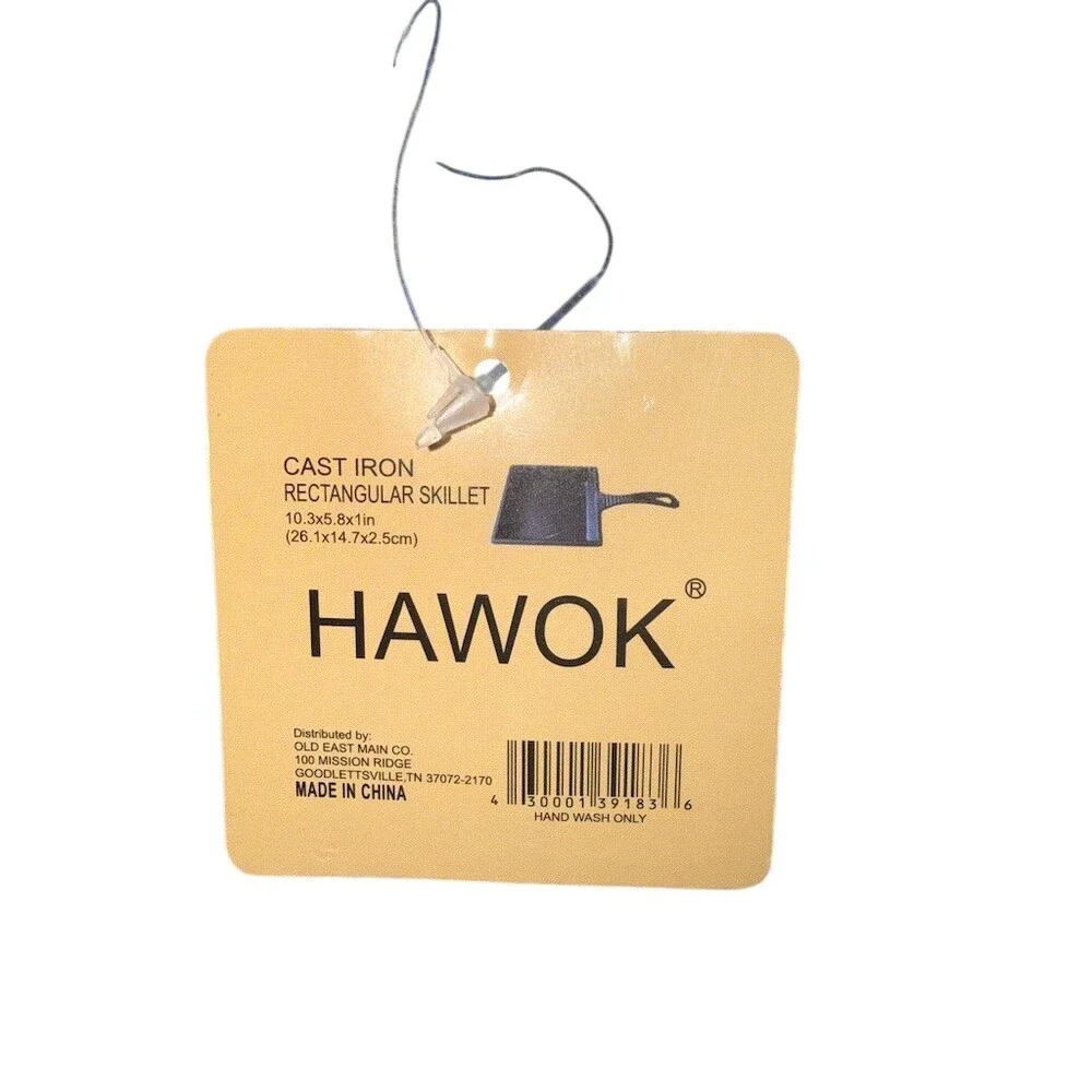 HAWOK Rectangular Skillet Griddle Pan Black 10.3 x 5.8 in With Handle